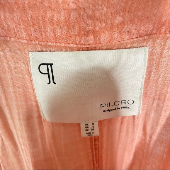 NEW Anthropologie Pilcro Gauze Micro Playsuit Overalls in Peach - Picture 4 of 6